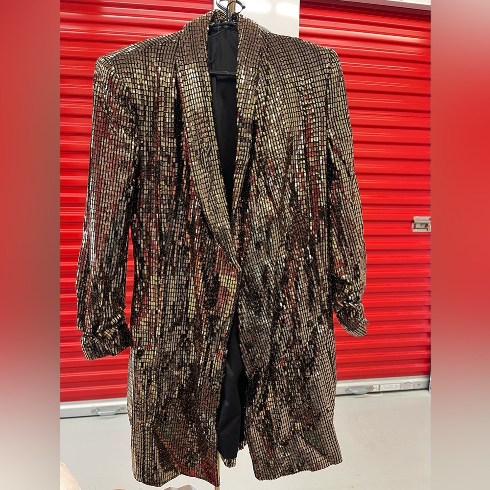 Zara Metallic Sequin Blazer - Picture 2 of 4